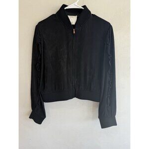 Tibi 100% Silk Jacket in Black Women’s Medium M Zip Up Long Sleeve Top Blouse